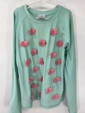 Hanna Andersson Long sleeve rash guard bathing suit top girls 160 teal pink