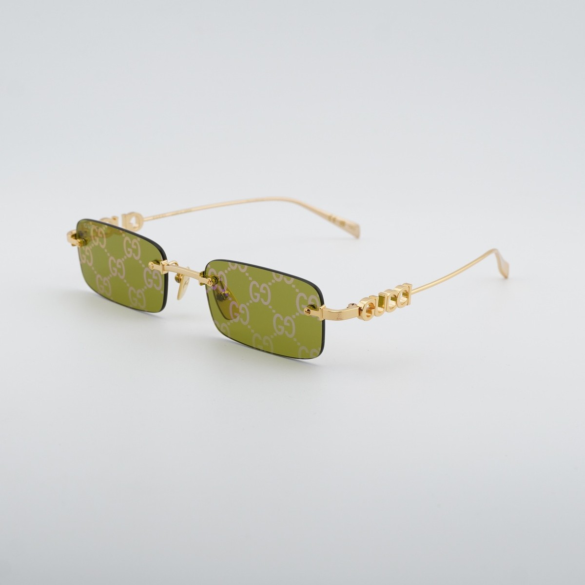 New Gucci GG1808S 002 Gold/Green with GG pattern Mirror 52-20-145