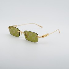 New Gucci GG1808S 002 Gold/Green with GG pattern Mirror 52-20-145 Sunglasses