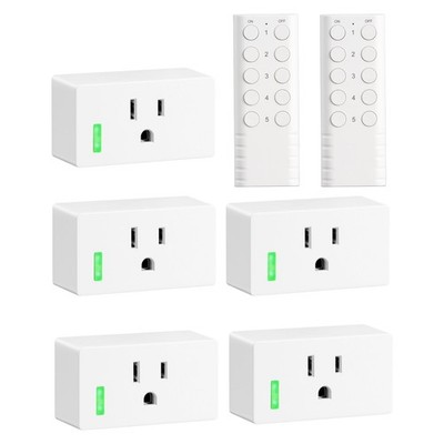 DEWENWILS Indoor Wireless Remote Control Outlet Plug in w/2 Remotes +5 Sockets