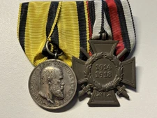 WWI German Wurttemberg Silver Medal for Bravery & Hindenburg Cross with Swords