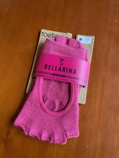 Toesox Bellarina Unisex Half Toe Grip Sole Socks Raspberry Size Medium