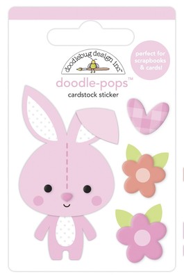 6 Pack Doodlebug Doodle-Pops 3D Stickers-Snuggle Bunny, Bundle Of Joy DP6772