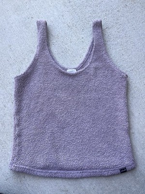 PINK Victoria's Secret Purple Logo Scoop Neck Terry Tank Top Size S