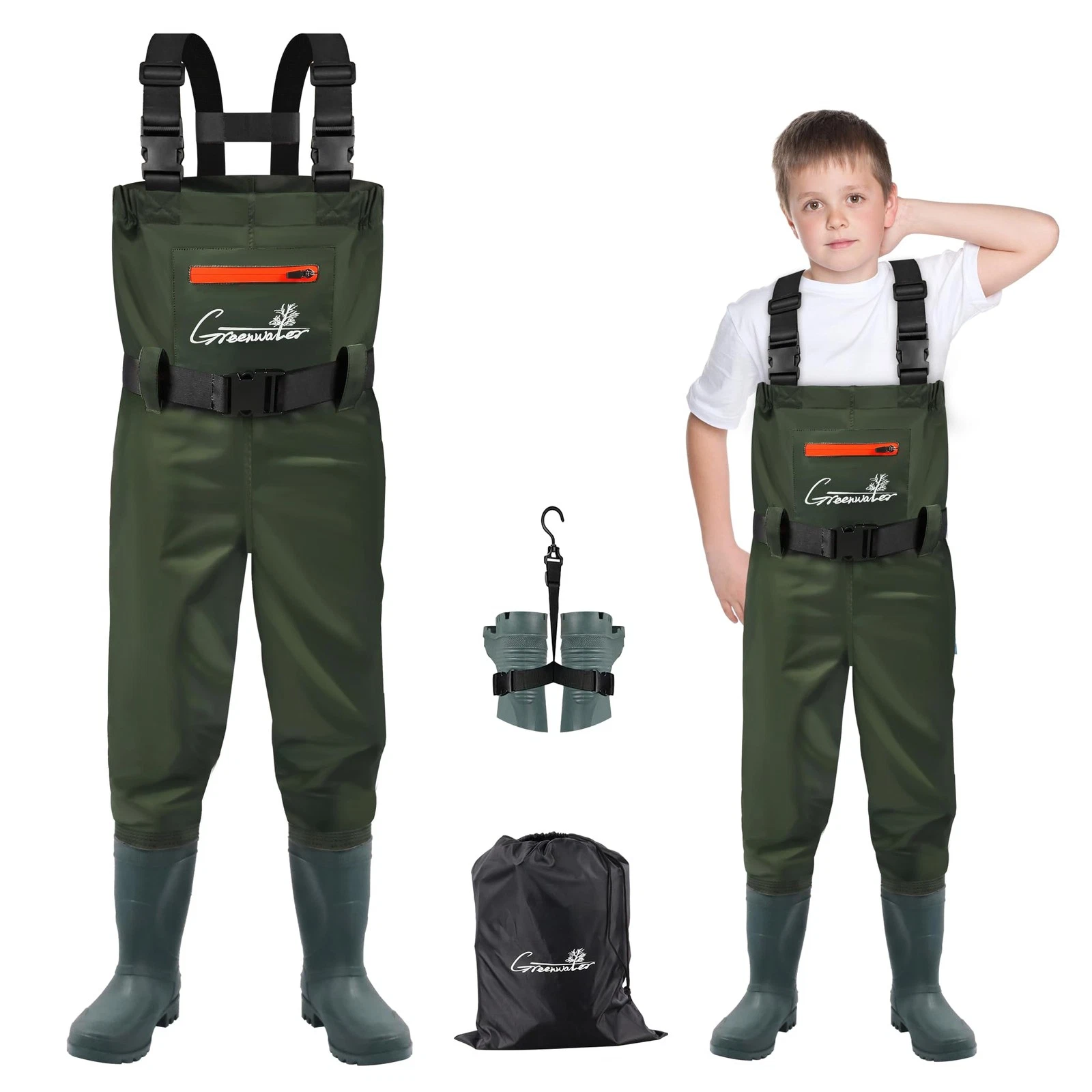 Kids Chest Waders Youth Fishing Waders with Boots Waterproof for Children Boy...