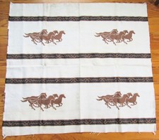 Western Cowboy Ranch Rodeo Design Galloping Horses Horseshoes Fabric Cloth