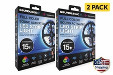 SoundLogic XT 15ft RGB LED Strip Lights 2 Pack Sound Activated USB Remote