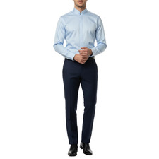 Mens CEREMONIA AVM Turkey Cotton Banded Minister Shirt Angelino-35420 Sky Blue