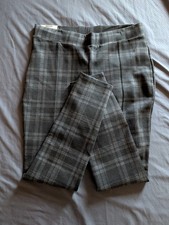 Black Plaid Fitted Pants