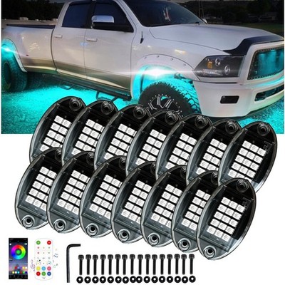 APP RGB LED Rock Lights Kits for Pickup Off-Road Truck ATV UTV JP Chassis Lights