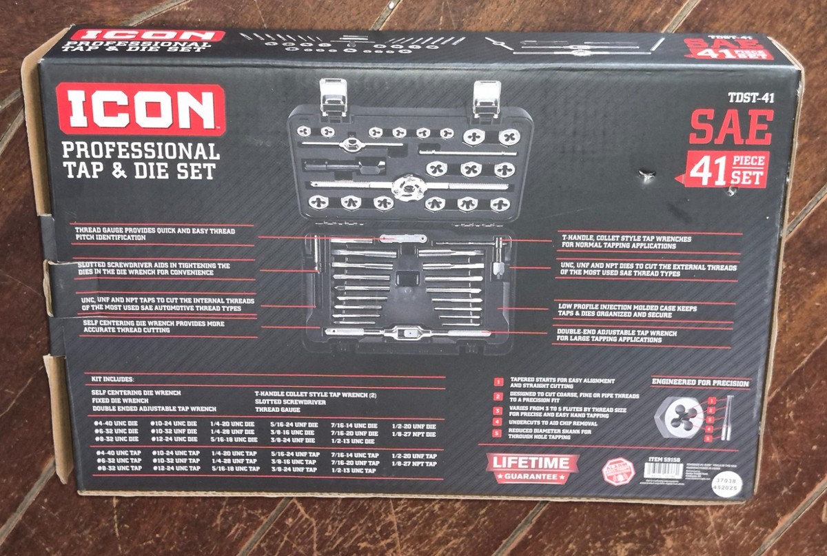 ICON TDST-41 - 41pc SAE Professional Tap and Die Set - 59158 for