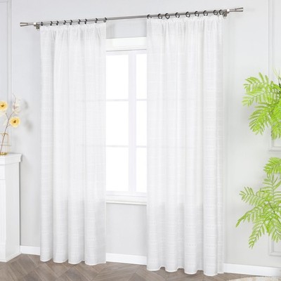 1er Gardine Stores Vorhang mit Kräuselband Transparent Vorhängeschal Modern Weiß