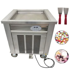 110V Ice Cream Maker Fried Ice Cream Machine 19.6”x19.6" Frozen Yogurt Machine