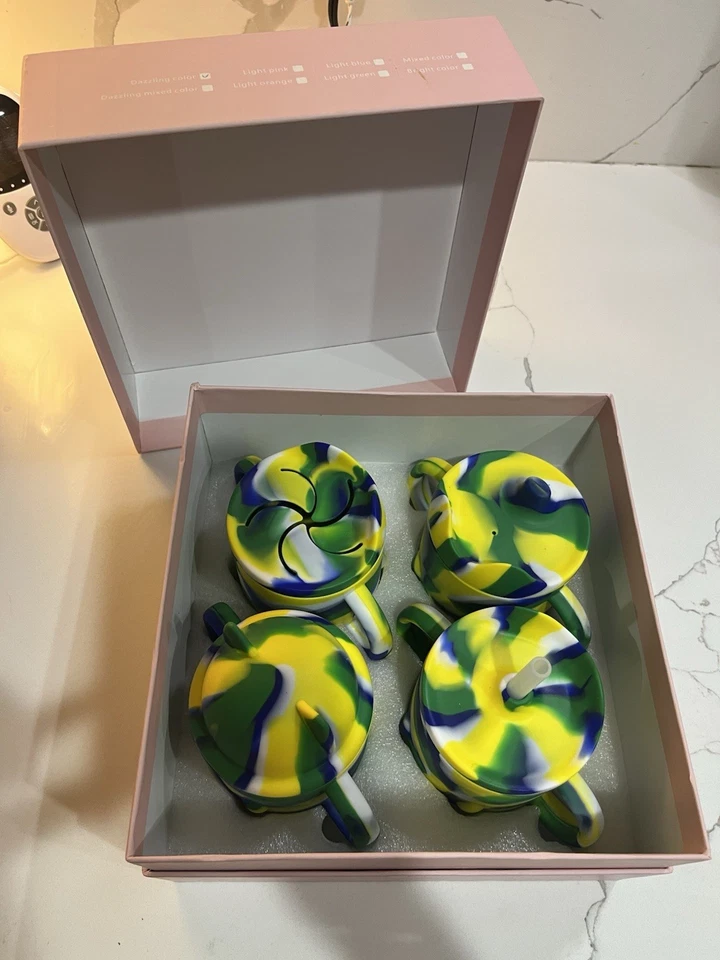 LQMBABY Baby Silicone Cups 4 Total In Dazzling Color New In Box Not Used - Image 2 of 4