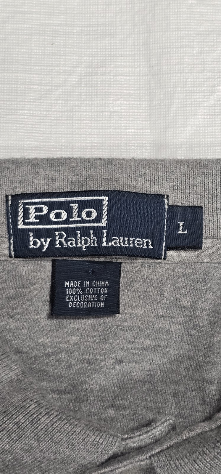 Vintage Polo Ralph Lauren Long Sleeve Polo Shirt Grey Cotton Men's Size L thumbnail 2
