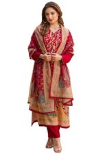 GoSriKi Women's Rayon Viscose Straight Printed Kurta with Pant Dupatta