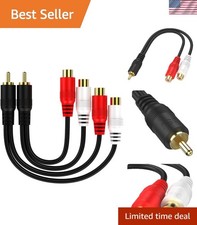 Dual Shielding RCA 1 Male to 2 Female Y Splitter Cable - Quality, 2 Pack