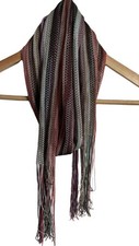MISSONI Scarf Fringe Knit Rolled Edge Striped Rectangle Viscose Immaculate