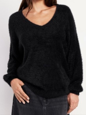Old Navy Slouchy Eyelash Sweater Black - Size S