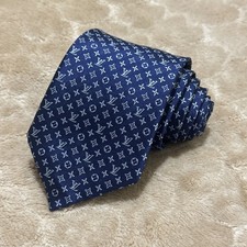 LOUIS VUITTON Tie Monogram LV Men's 100 Silk Necktie Color Blue Best Gift