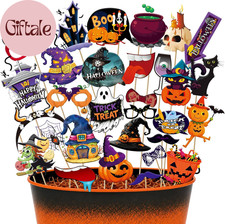 30PCS Halloween Photo Booth Props Spooky DIY Party Favors with Sticks