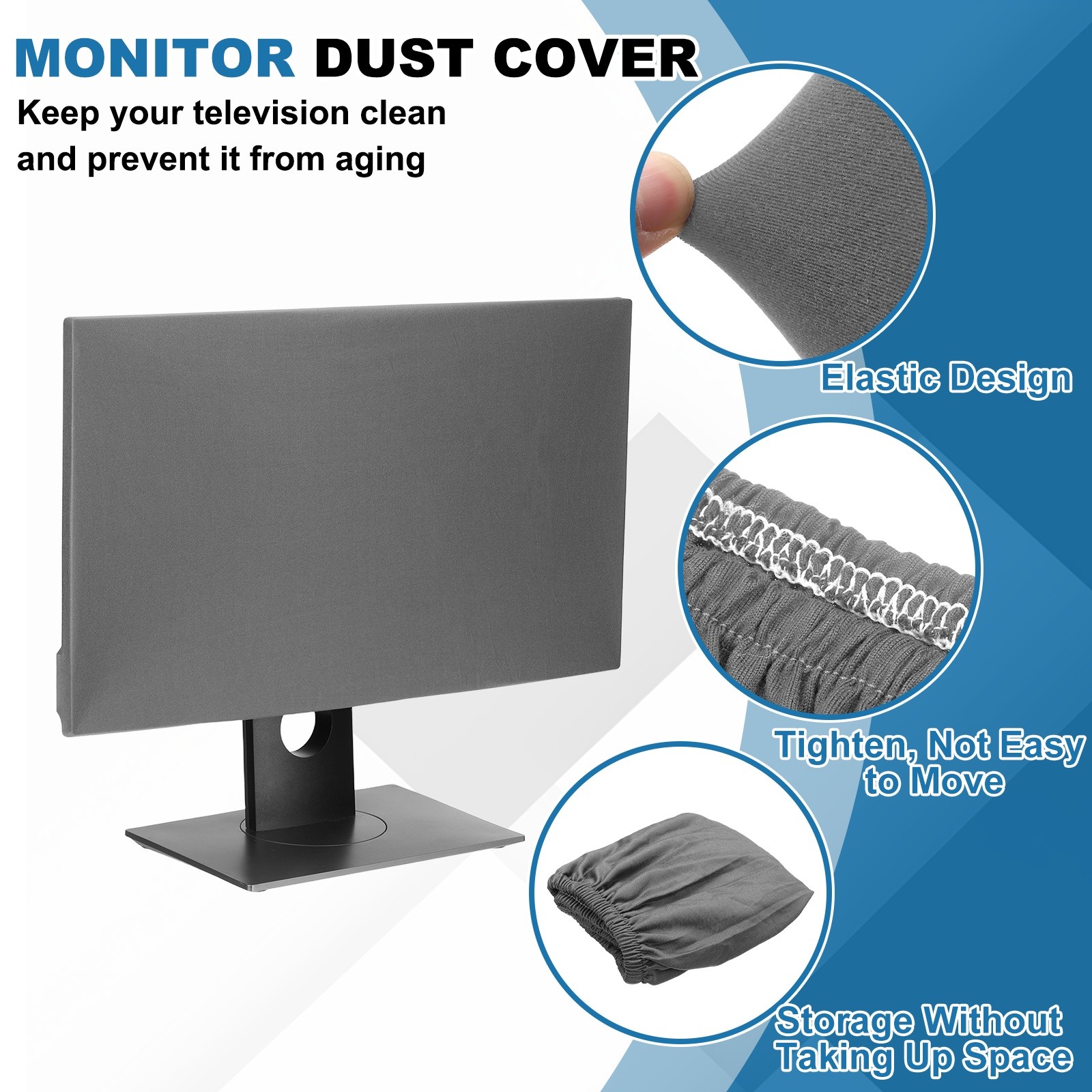 Funda Antipolvo para Monitor de 24 Pulgadas Antiestática Protectora Gris, imagen 3
