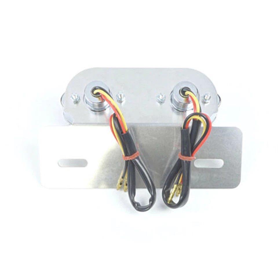 2FastMoto Chrome Dual Cateye Taillight 12 Volt & License Bracket  62-21602 - Image 3 of 4