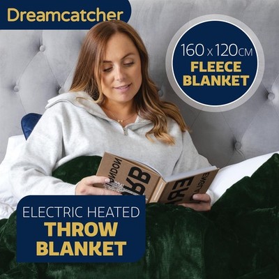 Elektrische Heizdecke Überwurf Grün Double Sherpa Fleece Sofas Waschbar