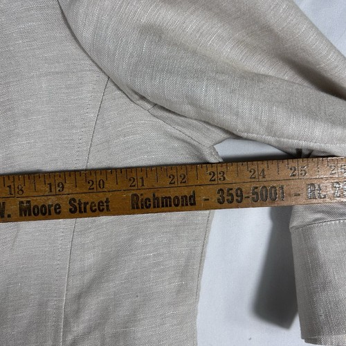 Lane Bryant Linen Blend Jacket Beige Size 16 Button Front Tie Back Ruffle Accent - Picture 8 of 9