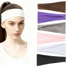 Wide Sports Headbands for Women  Men Non-Slip Sweat Wicking Elastic Hair Bands