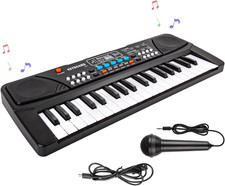 M SANMERSEN Kids Piano Keyboard, Piano for Kids w Microphone Portable 37 Keys