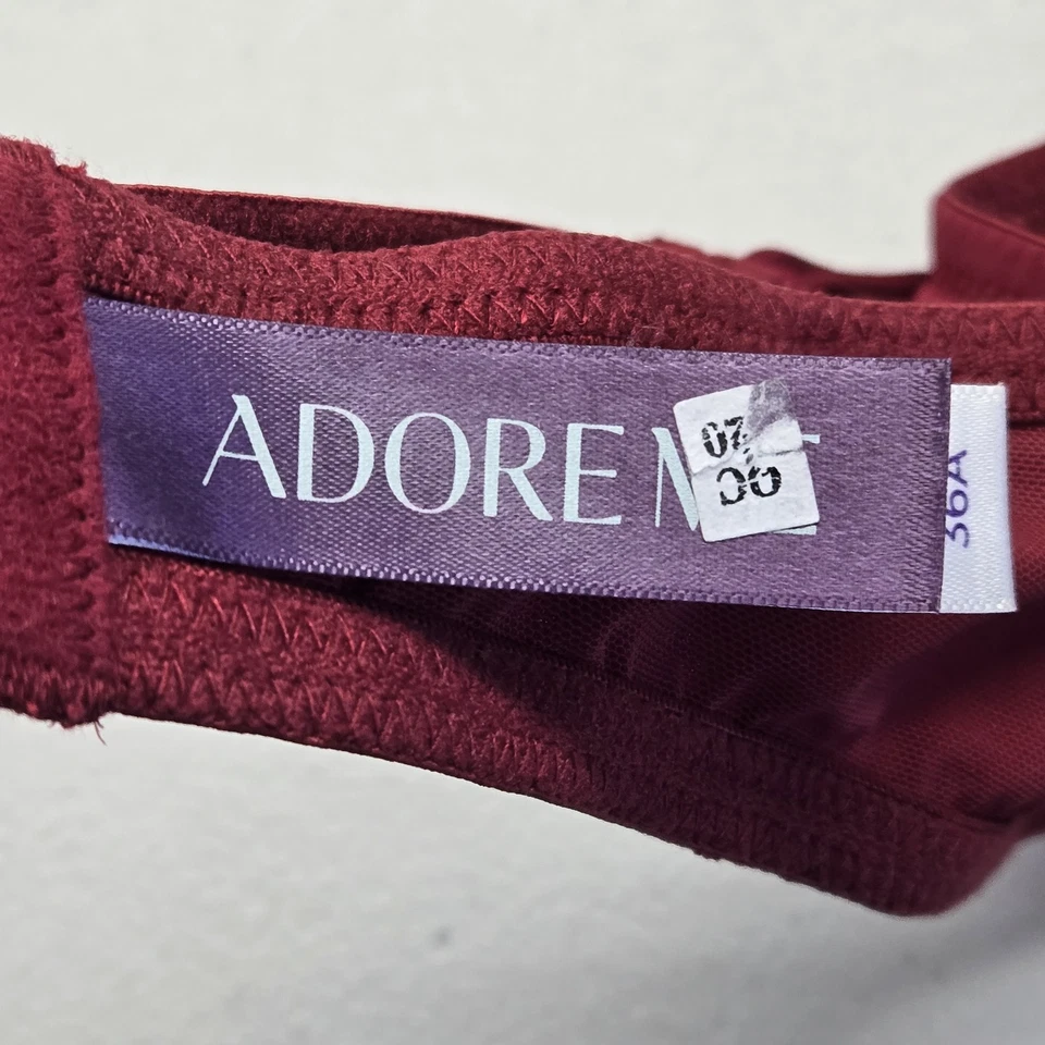 Adore Me Women Bra 36A Burgundy Balconette Underwired Lace Padded - Image 3 of 4