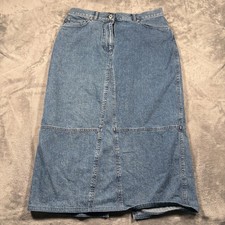 Vintage Lauren Jeans Co Ralph Lauren Skirt Womens 12 Blue Denim Cotton Back Slit