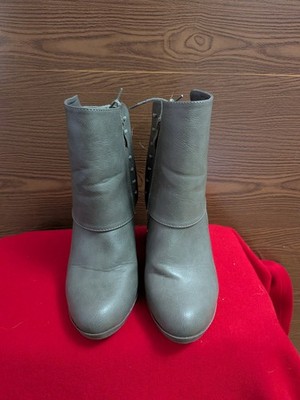 SIZE 7.5 UNBRANDED Gray Zip Up W/Lace Ankle Boots INVPV3947