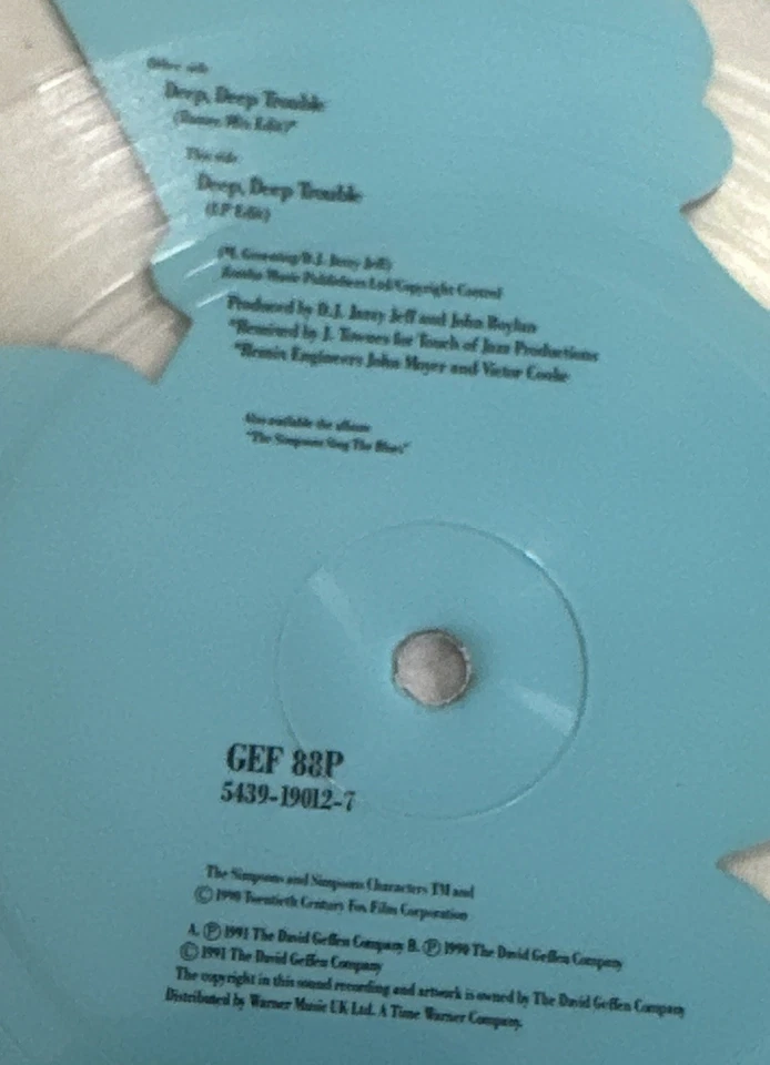 The Simpsons Deep Deep Trouble Limited Edition Shaped Picture Vinyl Disc EX - Image 4 of 4