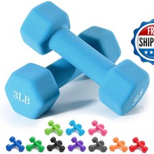 Portzon Neoprene Dumbbells Set of 2, 10 Colors, 1-15 LB, Anti-Slip, Hex Shape