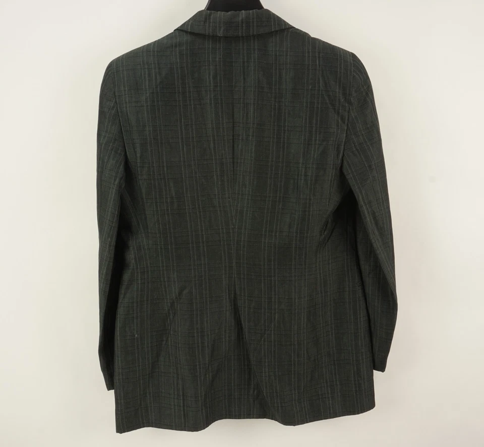 Vintage Vestimenta Italy Wool & Linen Men's 38R Dark Gray Plaid Woven Sport Coat - Image 2 of 4