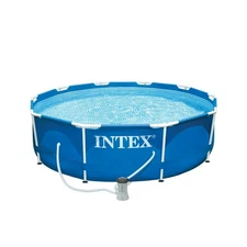 Intex 10ft x 30in Metal Frame Above Ground Swimming Pool Set with Filter Pump