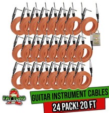 24 PACK- Guitar Cables 20FT  Instrument Cords 1/4 Straight-End 24GA Wires AMP
