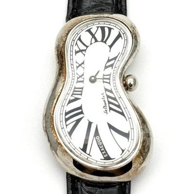 Salvador Dali Soft Watch Melting Case Roman Dial Quartz Leather Strap In Hand