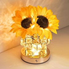 Sunflower Lamp for Home Decor, Rechargeable Cordless Night Light with 3 Color...