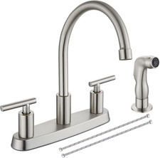 Kitchen Faucet, High Arc 360  Swivel Spout, 2-Handle 8 Inch Centerset Kitchen Si