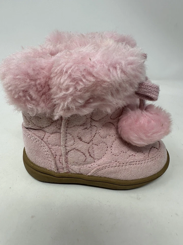 Ребенок ясельного возраста девочек размер 5 ботинки розовый искусственной замши искусственного меха - Изображение 2 из 4