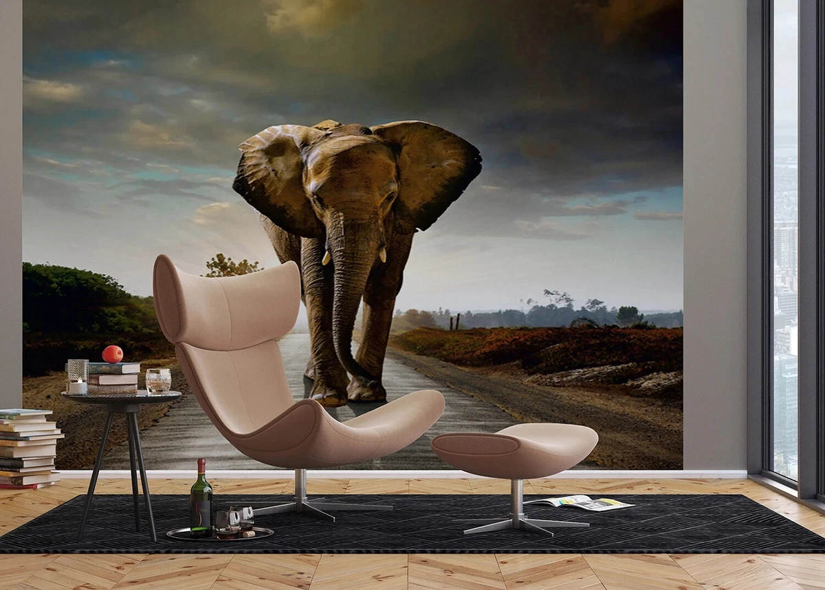 141x106 inch wall mural Powerful Elephant bedroom photo wallpaper