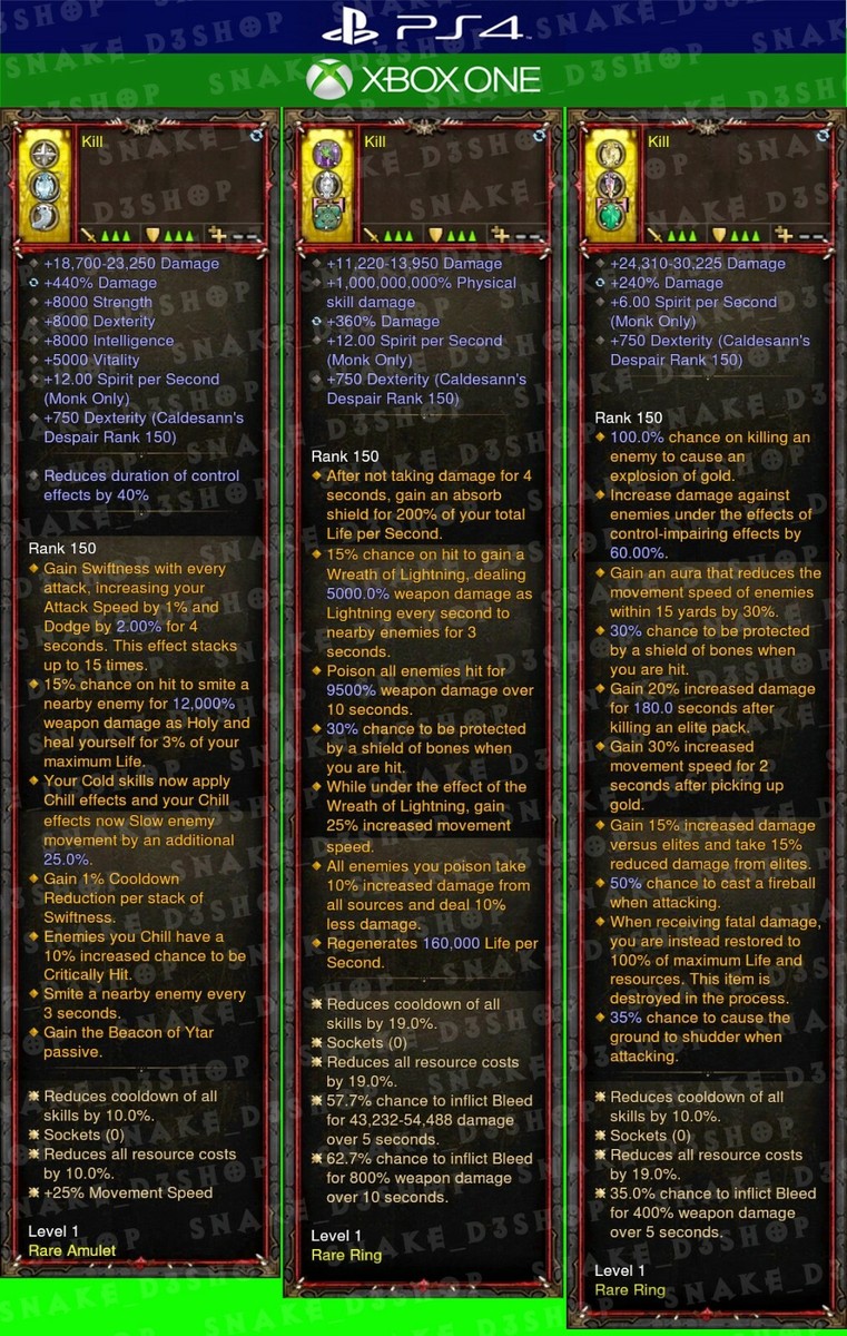 Diablo 3 PS4 - Xbox One - 22x PRIMAL Modded Legendary Gems - W/ Pickup Increased - Foto 12