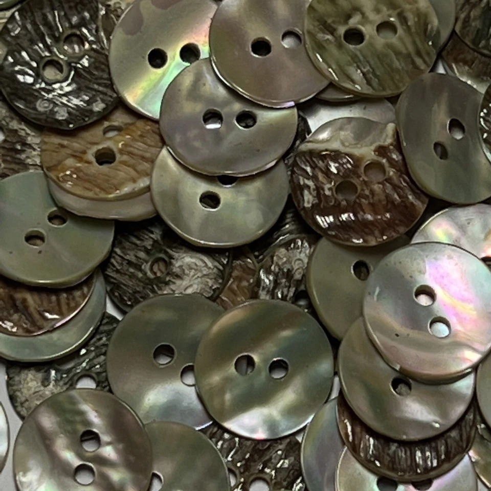 Last Lot 55 Real Japanese Abalone Shirt Button Natural/Rainbow 13mm 1/2" 2hole - Image 2 of 3