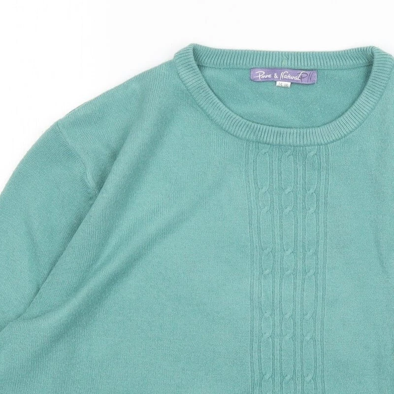 pure & Natural Womens Green Acrylic Blend Jumper Size 14 - Image 4 of 4