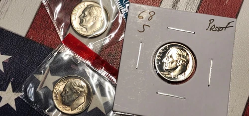 1968 P D S Roosevelt Dimes  S-Proof P/D BU -US Mint 3 Coins "FREE SHIPPING"