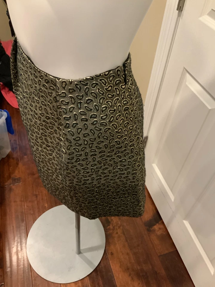 Mini-saia Tibi cintilante dourada paisley jacquard linha A, tamanho 2 - Imagem 3 de 4