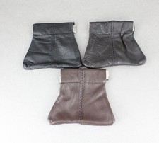 Brown or Black leather squeeze top coin purse bag pouch 2.5" wide top small